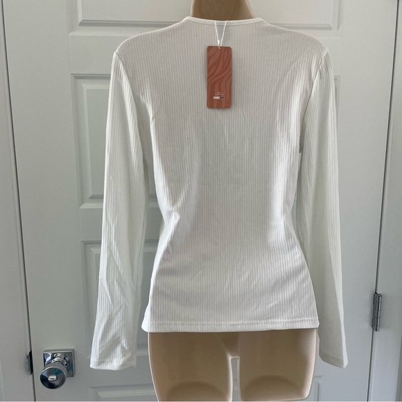 **NWT** SHEIN long sleeve white ribbed tee - L - Picture 6 of 8